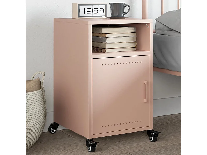 Table de chevet rose 36x39x59 cm acier