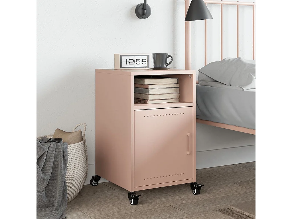 Table de chevet rose 36x39x59 cm acier