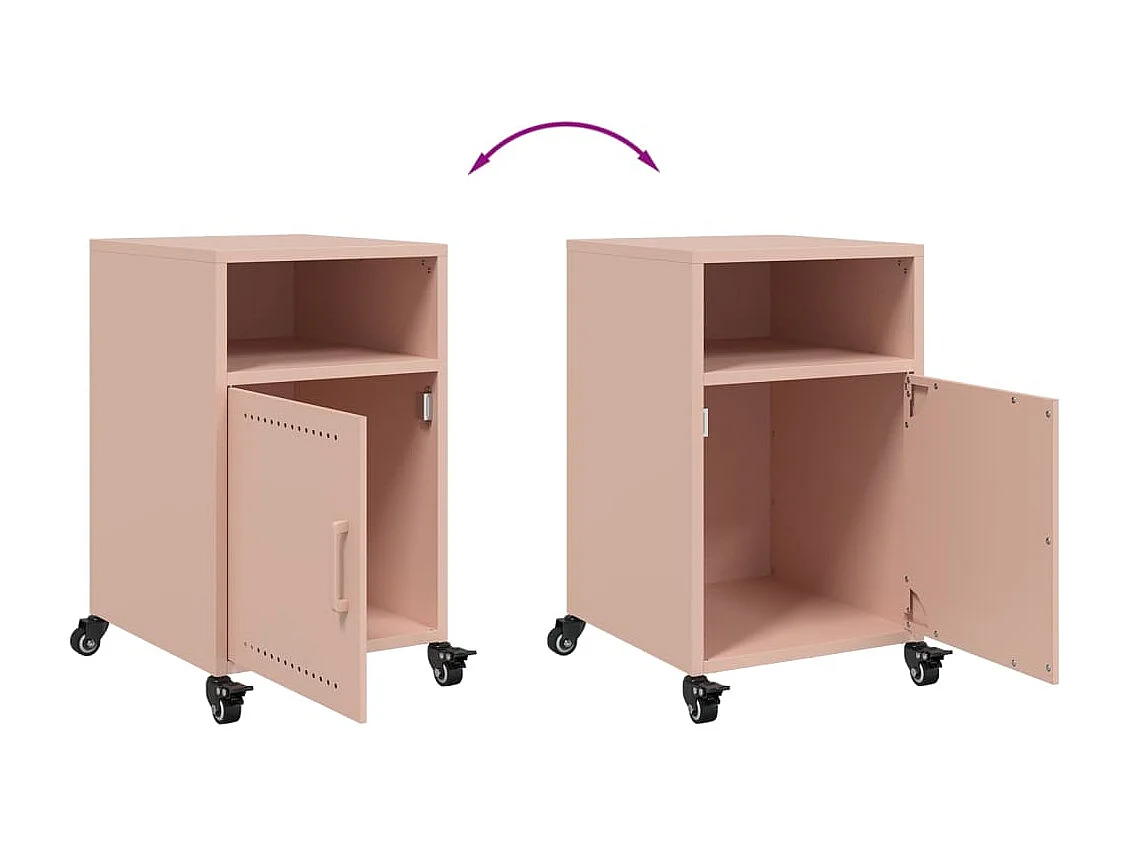 Table de chevet rose 36x39x59 cm acier