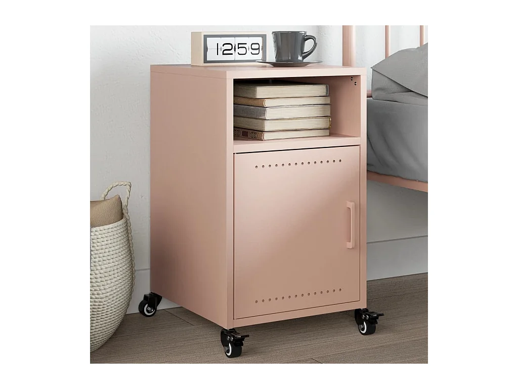 Table de chevet rose 36x39x59 cm acier