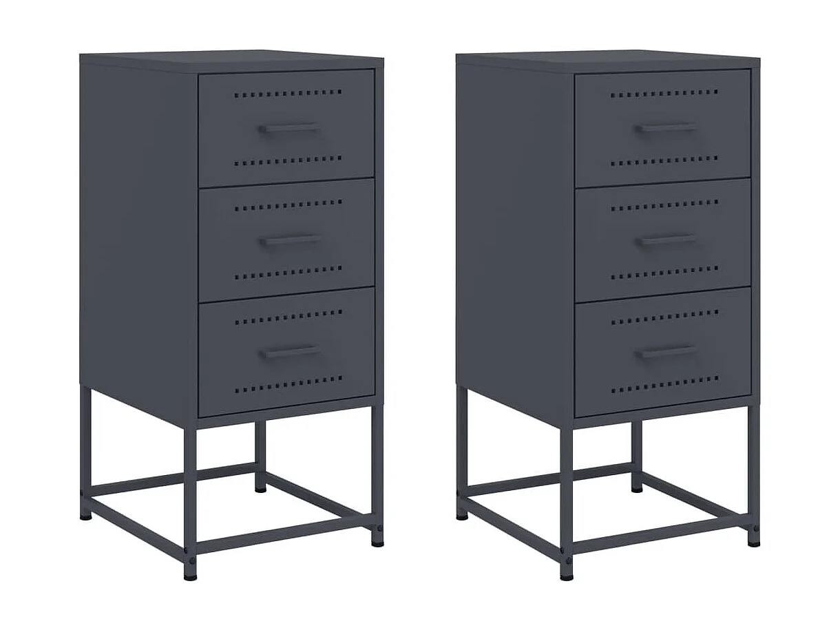 Tables de chevet 2 pièces anthracite 36x39x78 cm acier