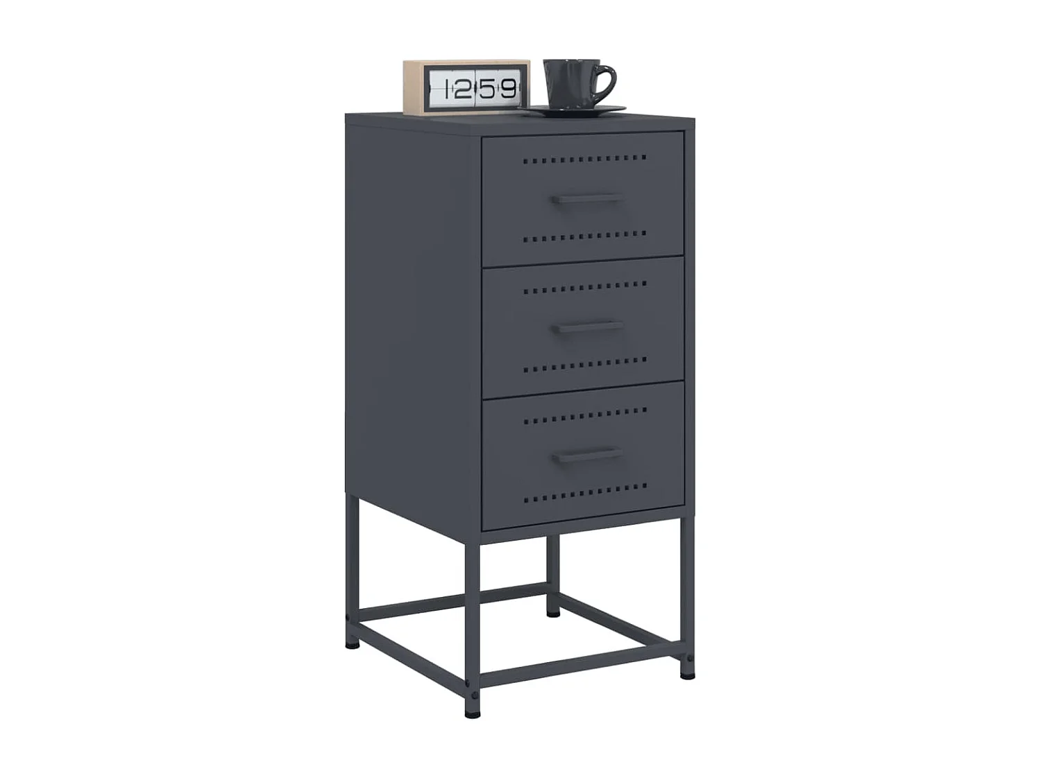 Tables de chevet 2 pièces anthracite 36x39x78 cm acier