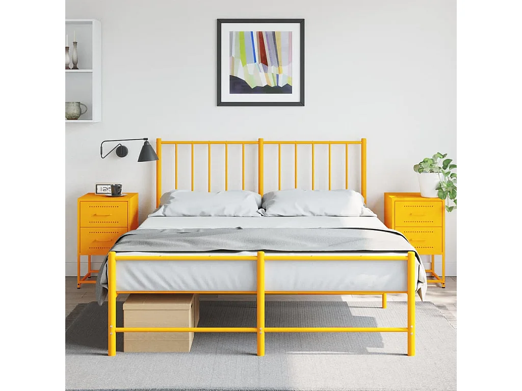 Mesas de cabeceira 2 peças 36x39x60,5 cm aço amarelo mostarda