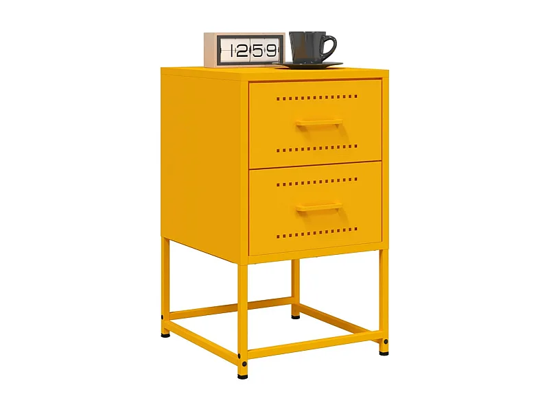Tables de chevet 2 pièces jaune moutarde 36x39x60,5 cm acier