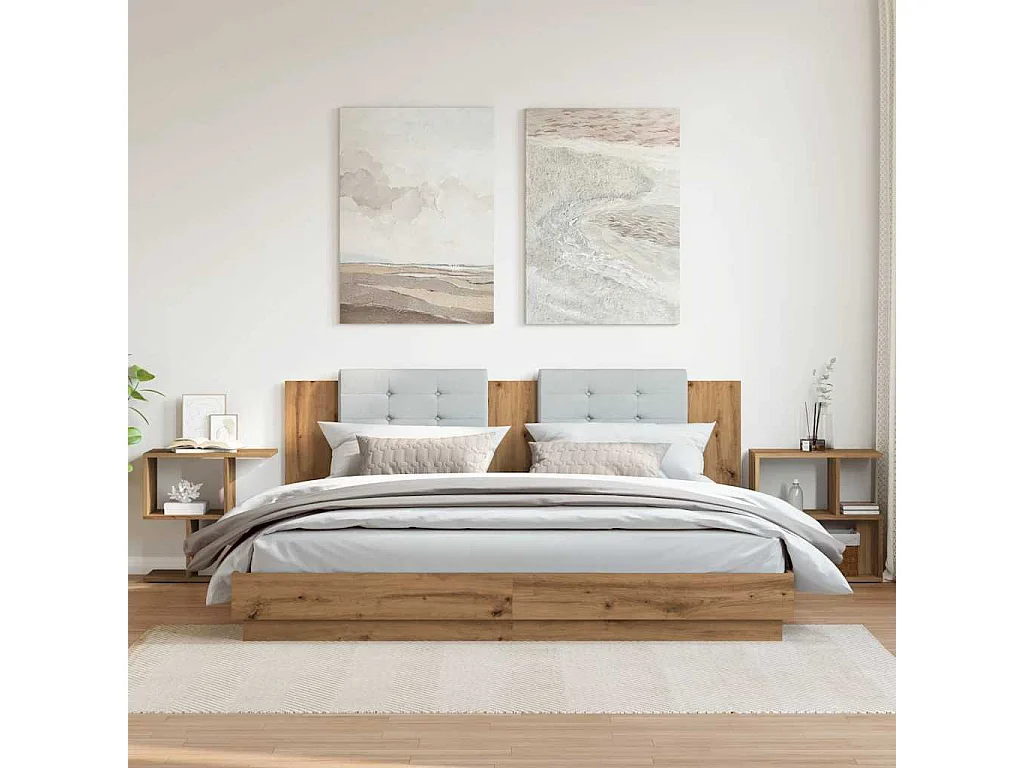 Tables de chevet 2 pièces chêne artisanal bois d'ingénierie