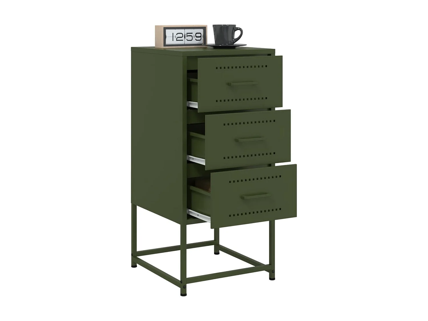 Tables de chevet 2 pièces vert olive 36x39x78 cm acier