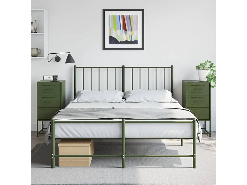 Mesas de cabeceira 2 peças 36x39x78 cm aço verde-azeitona