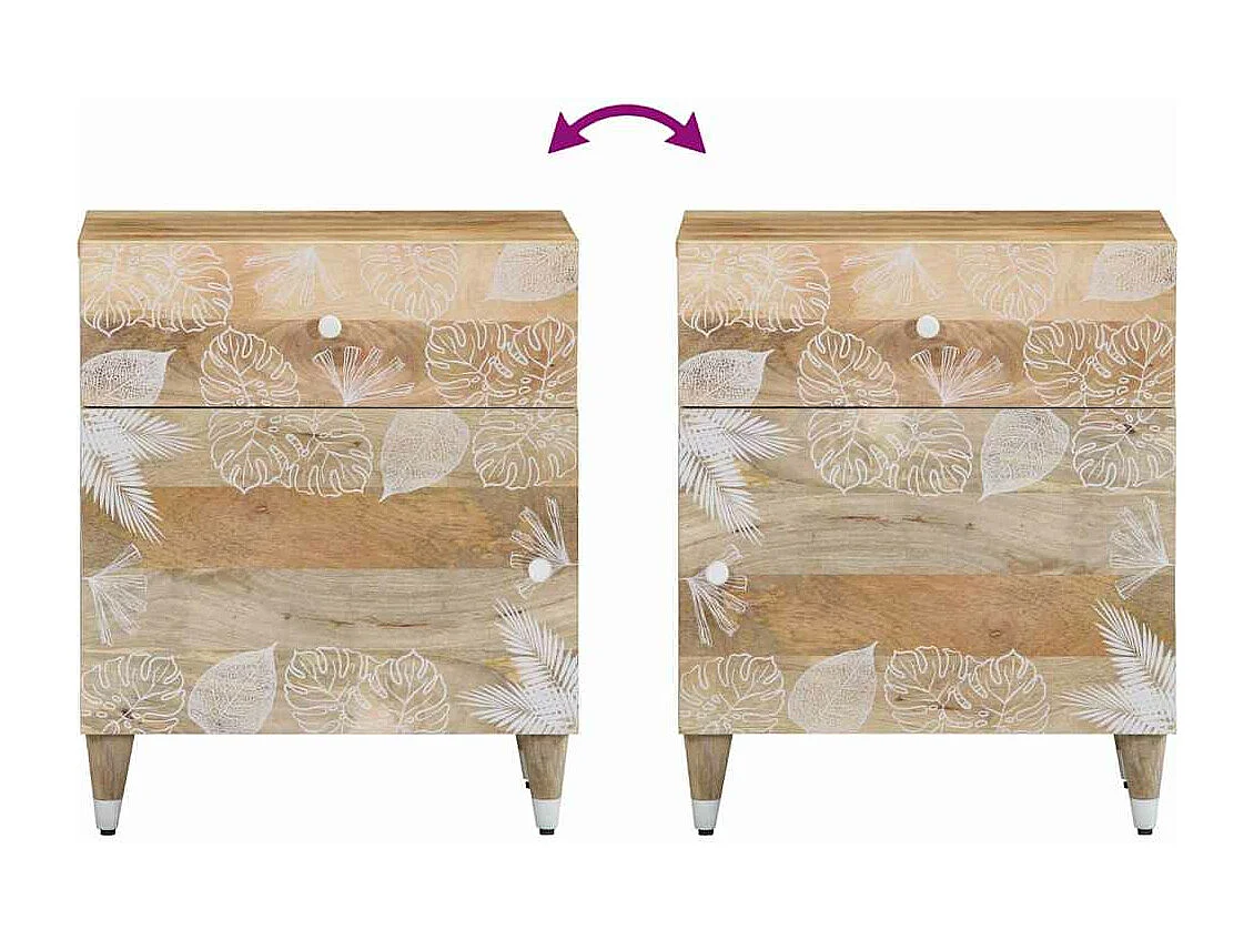 Table de chevet 50x33x60 cm bois de manguier massif