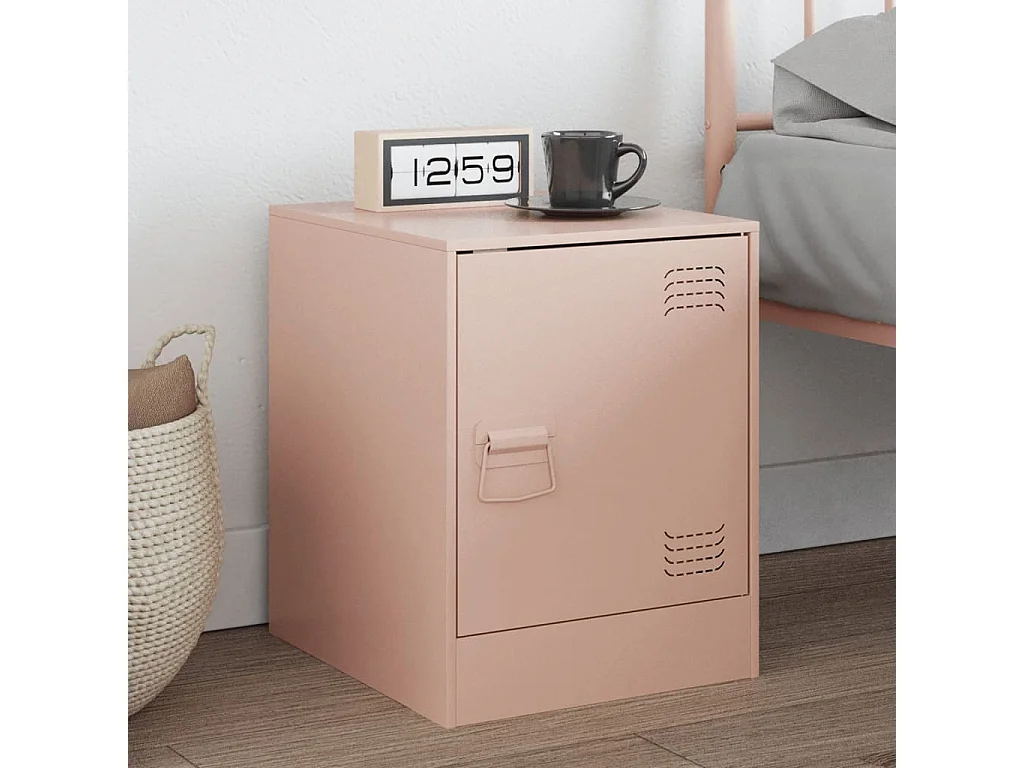 Table de chevet rose 34,5x39x44 cm acier