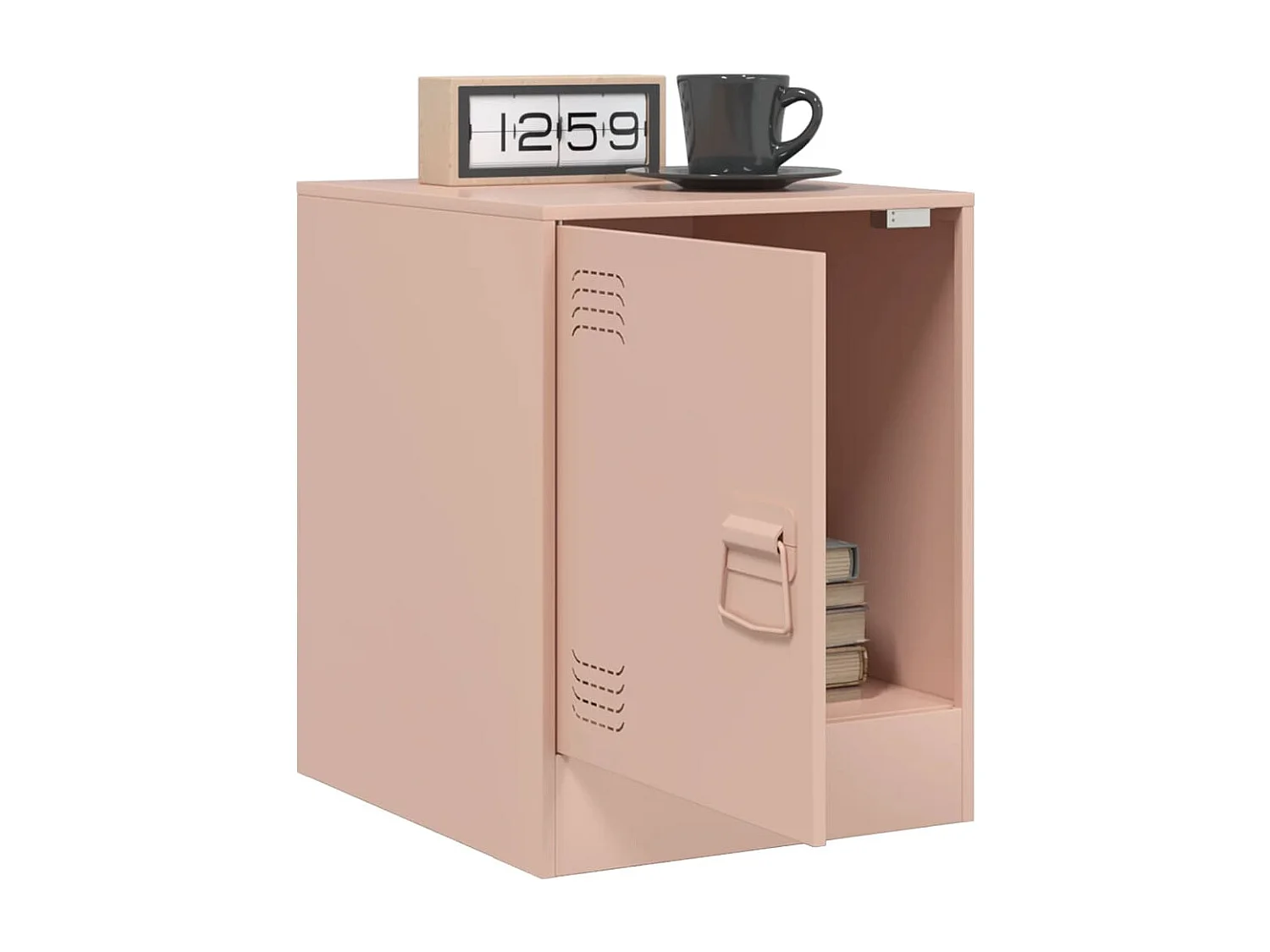 Table de chevet rose 34,5x39x44 cm acier