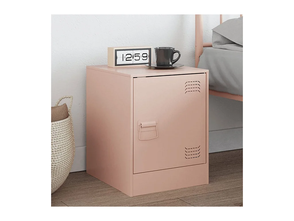 Table de chevet rose 34,5x39x44 cm acier