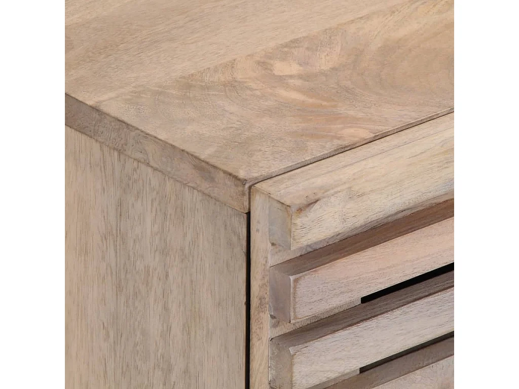 Tables de chevet 2 pièces 40x33x46 cm bois manguier massif blanchi