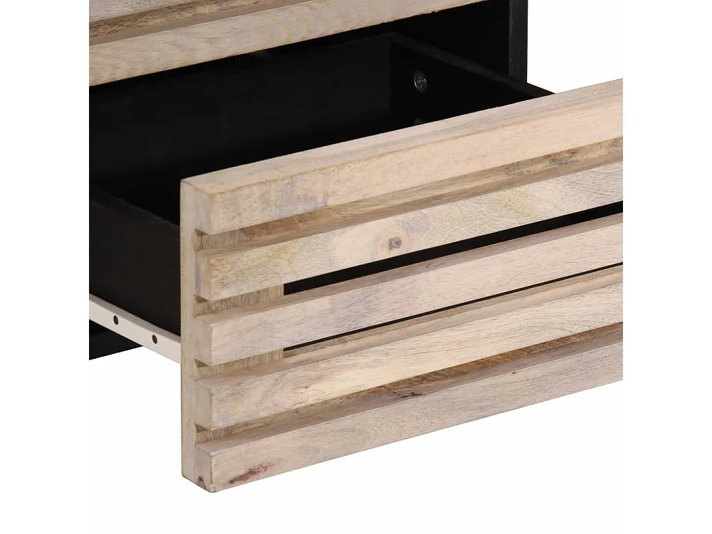 Tables de chevet 2 pièces 40x33x46 cm bois manguier massif blanchi