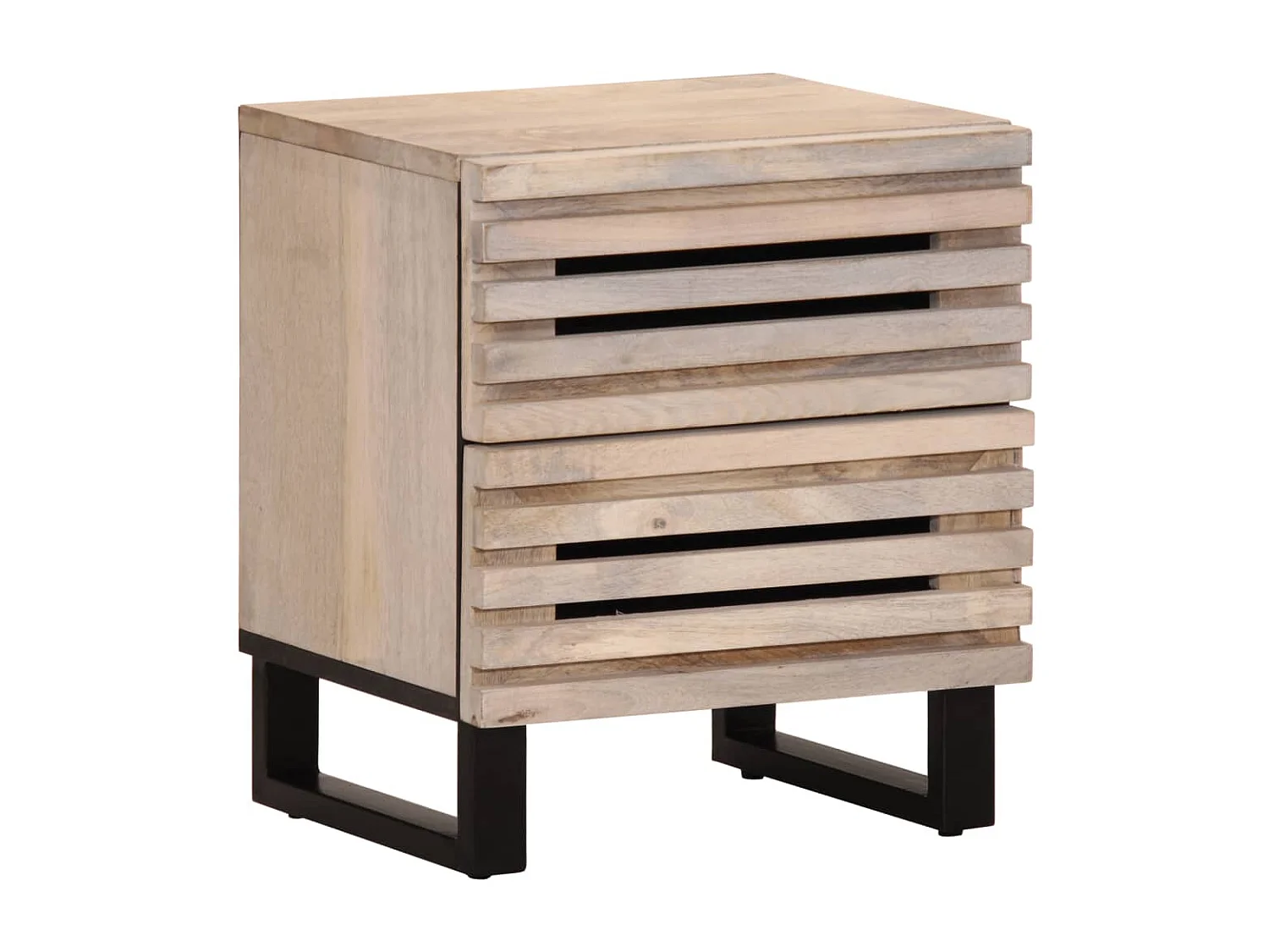 Tables de chevet 2 pièces 40x33x46 cm bois manguier massif blanchi