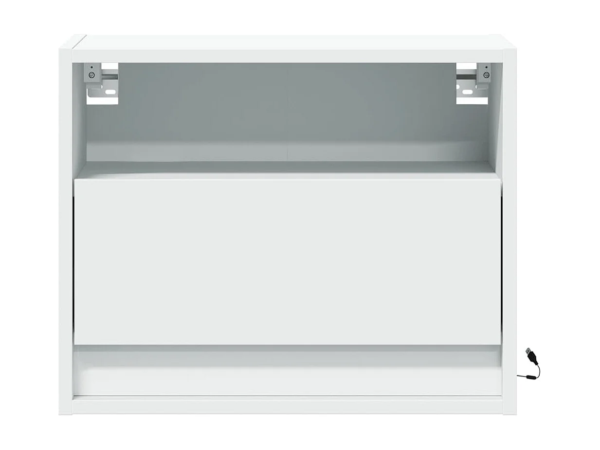Tables de chevet murales avec lumières LED 2 pièces blanc
