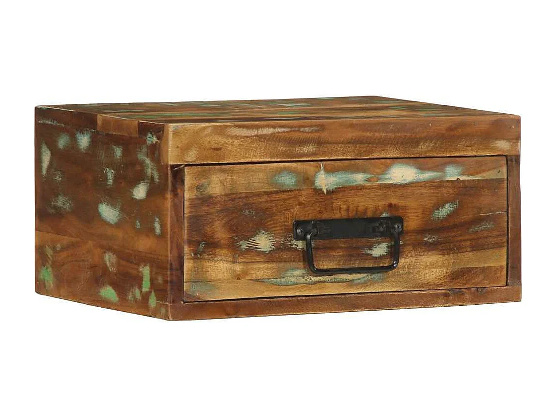 Mesa de cabeceira de parede madeira recuperada maciça