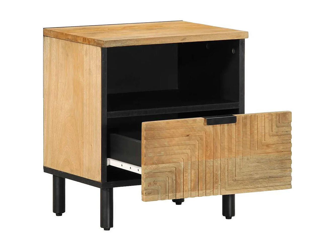 Table de chevet marron 40x33x46 cm bois de manguier solide