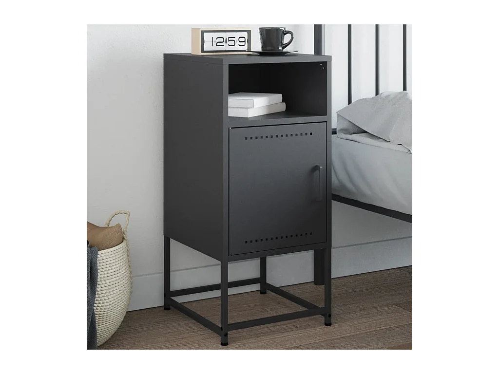 Table de chevet anthracite 36x39x78 cm acier