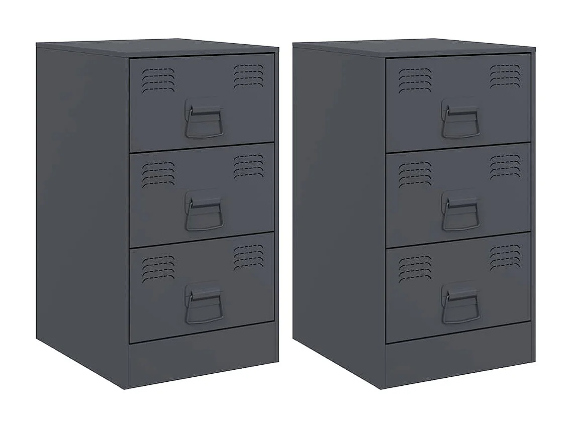 Tables de chevet 2 pièces anthracite 34,5x39x62 cm acier