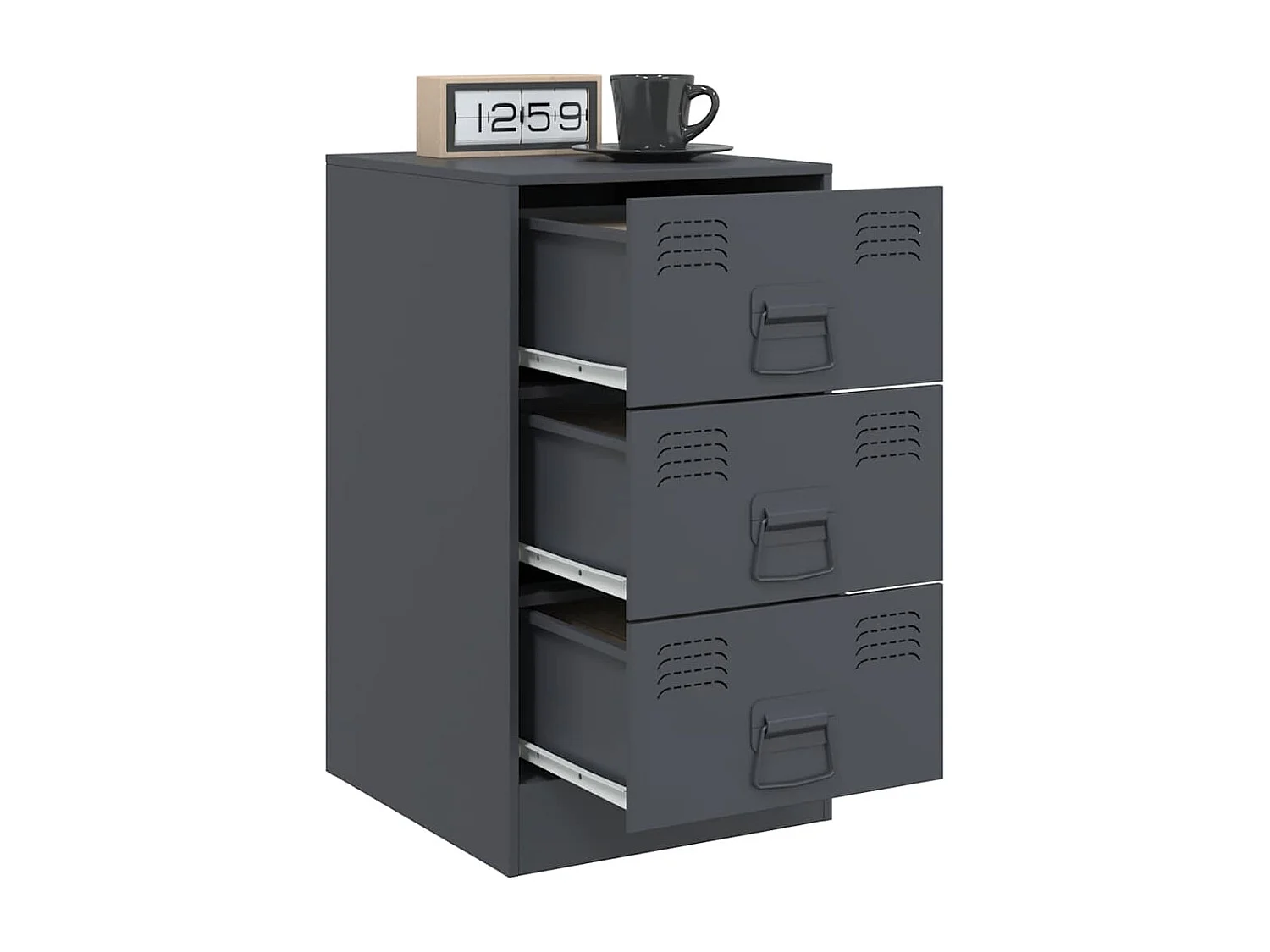 Tables de chevet 2 pièces anthracite 34,5x39x62 cm acier