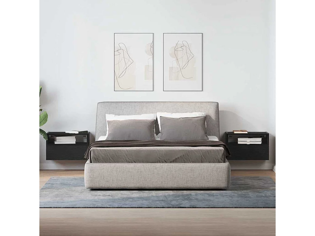 Tables de chevet murales 2 pièces noir 45x26x28,5 cm