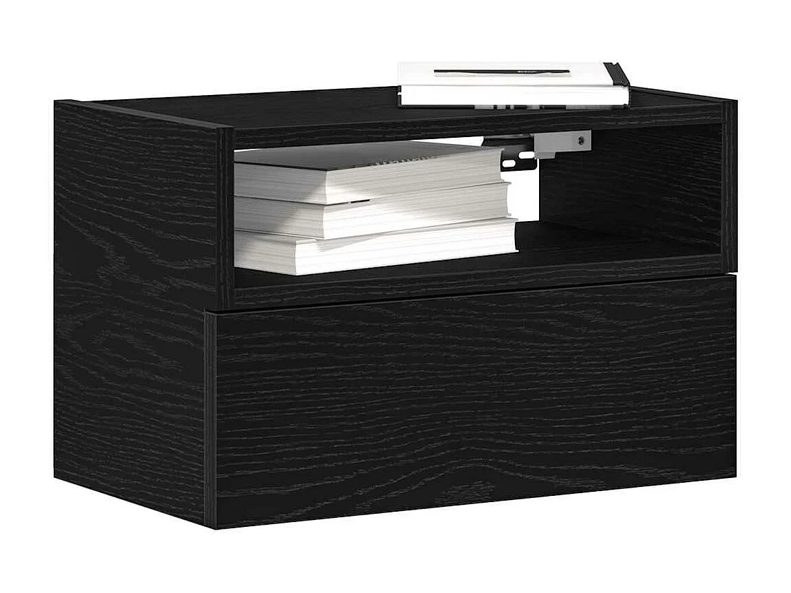 Nachtkastjes 2 st wandgemonteerd 45x26x28,5 cm zwart