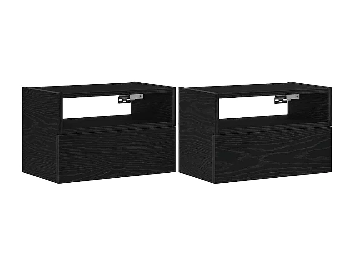 Nachtkastjes 2 st wandgemonteerd 45x26x28,5 cm zwart