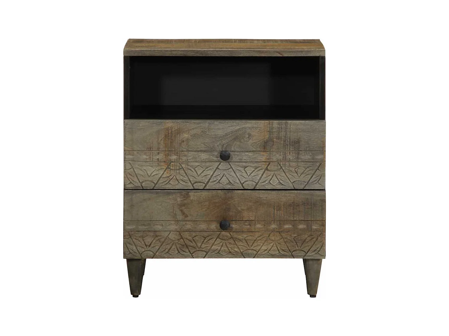 Table de chevet gris clair 50x33x60 cm bois de manguier massif