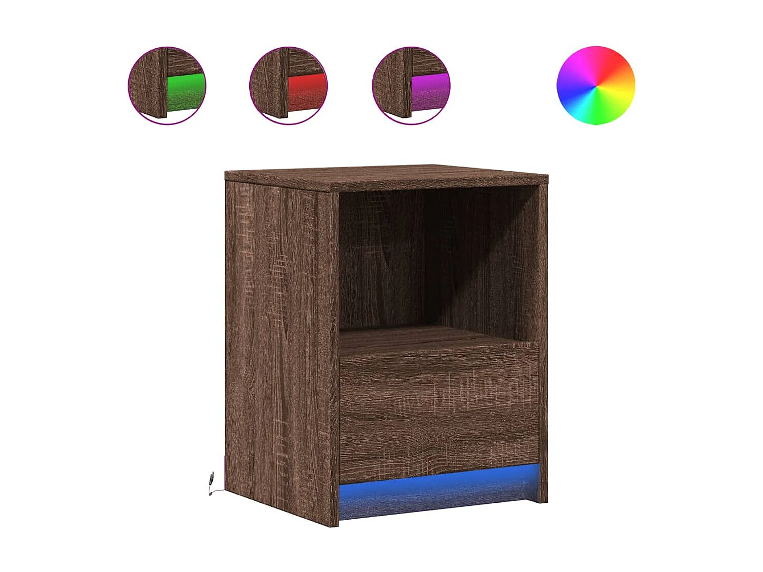 Nachtkastjes met LED 2 st bewerkt hout bruin eikenkleur