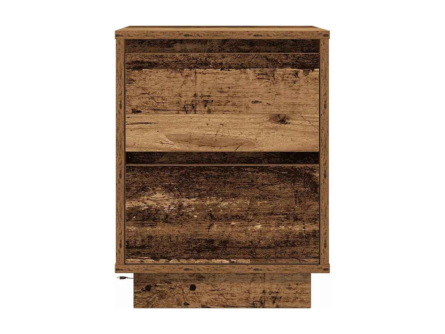 Tables de chevet avec lumières LED 2pièces vieux bois 38x34x50 cm