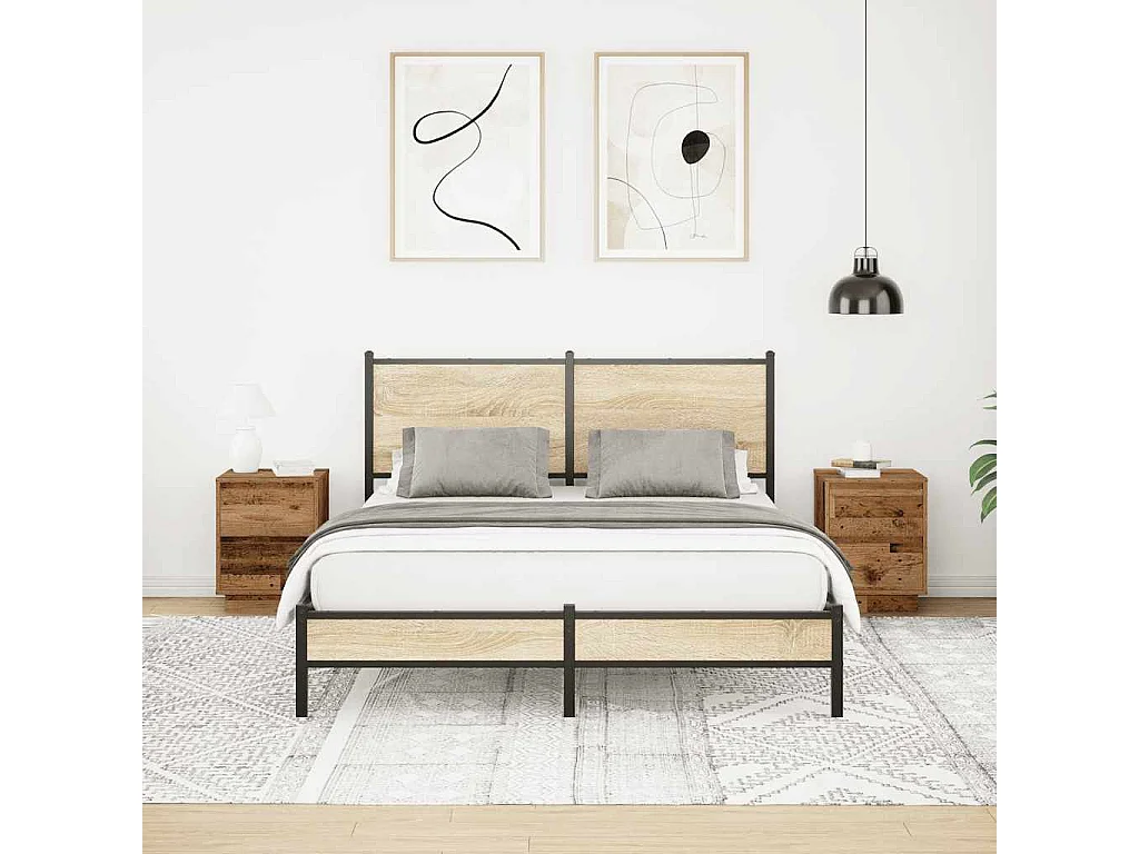 Nachtkastjes met led-verlichting 2 st 38x34x50 cm oud hout