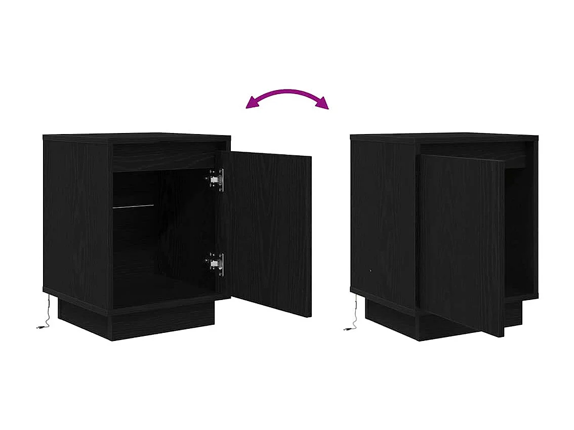 Mesa de cabeceira com luzes LED 38x34x50 cm preto