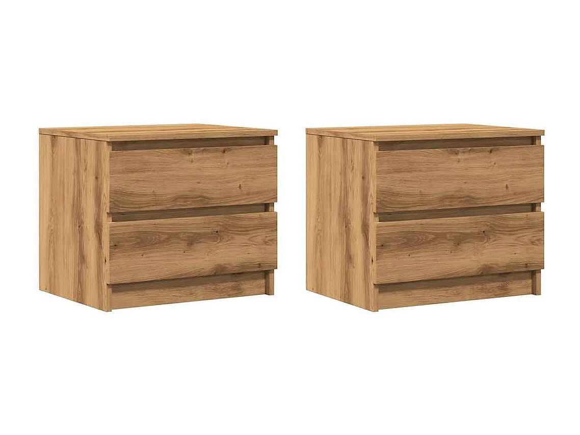 Tables chevet 2pièces chêne artisanal 50x40x43.5cm bois ingénierie