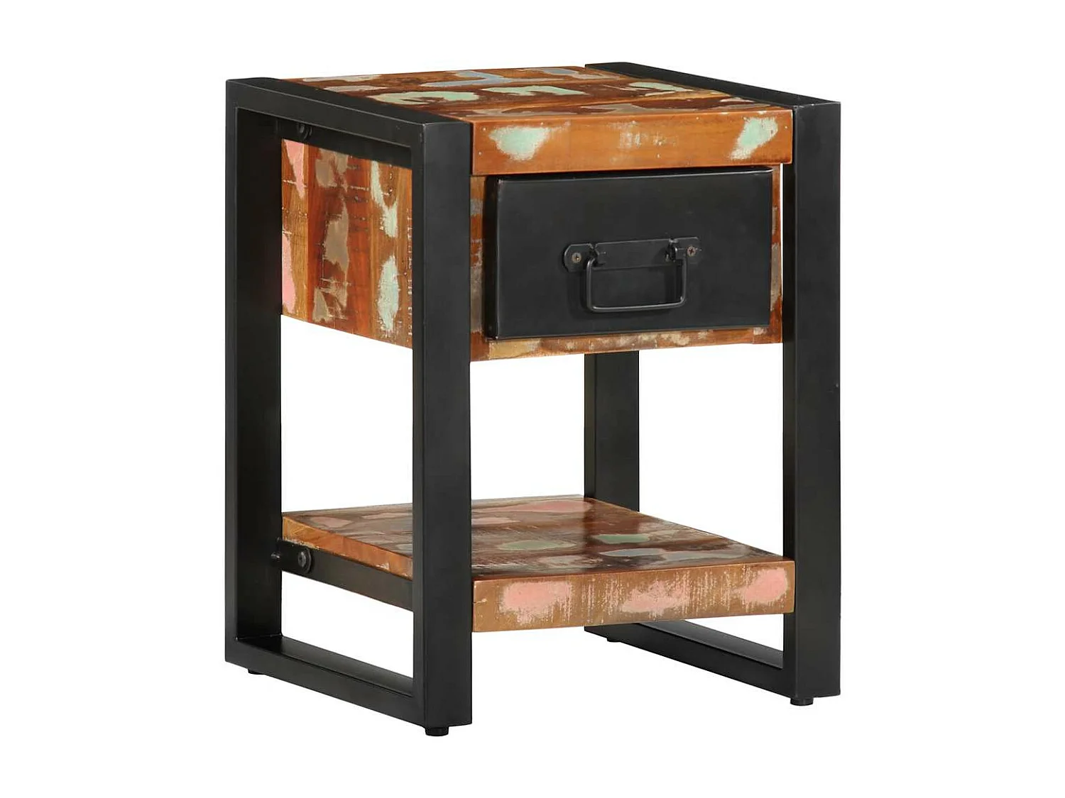 Tables de chevet 2 pièces multicolore bois massif de manguier brut