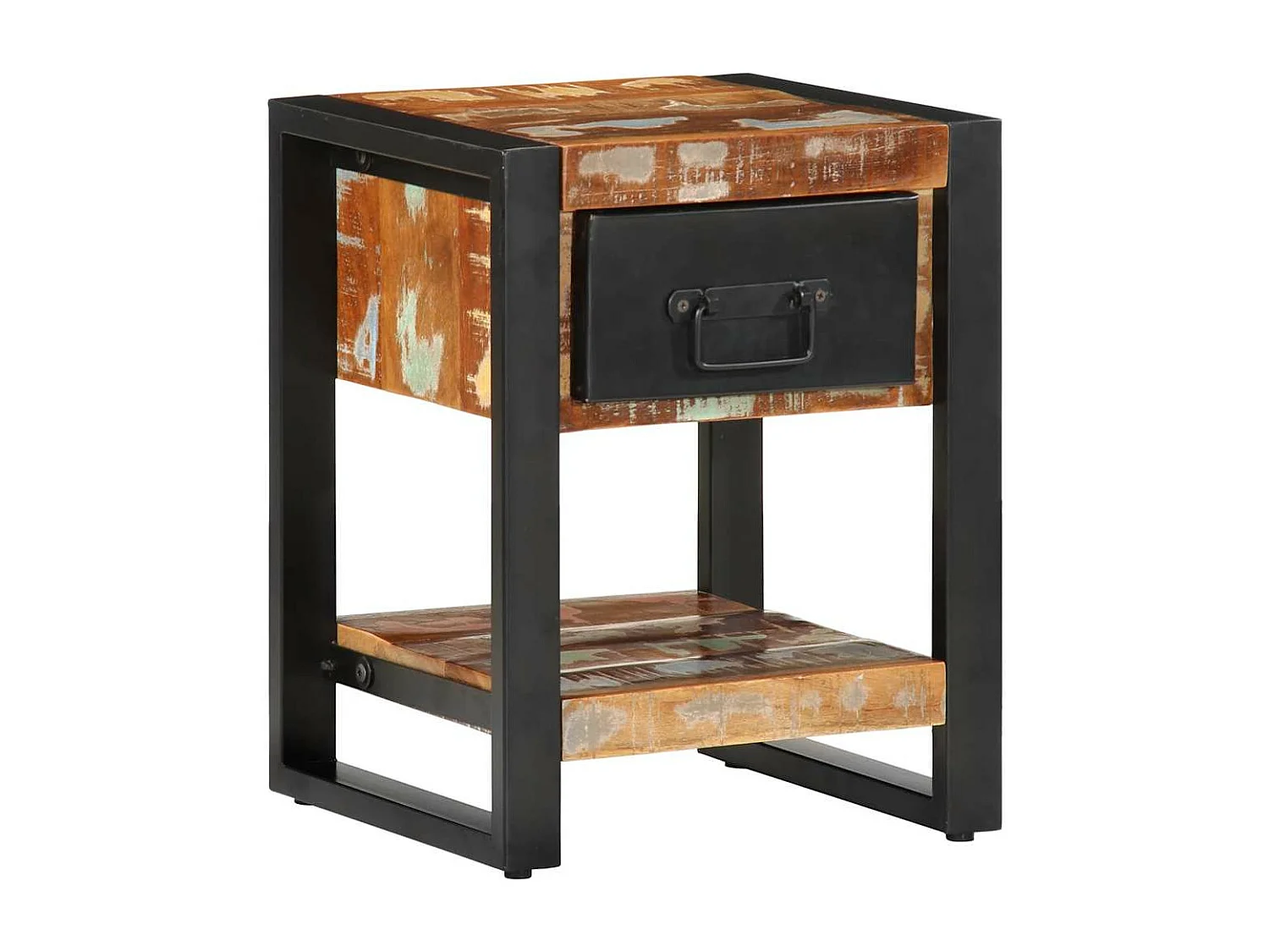 Tables de chevet 2 pièces multicolore bois massif de manguier brut