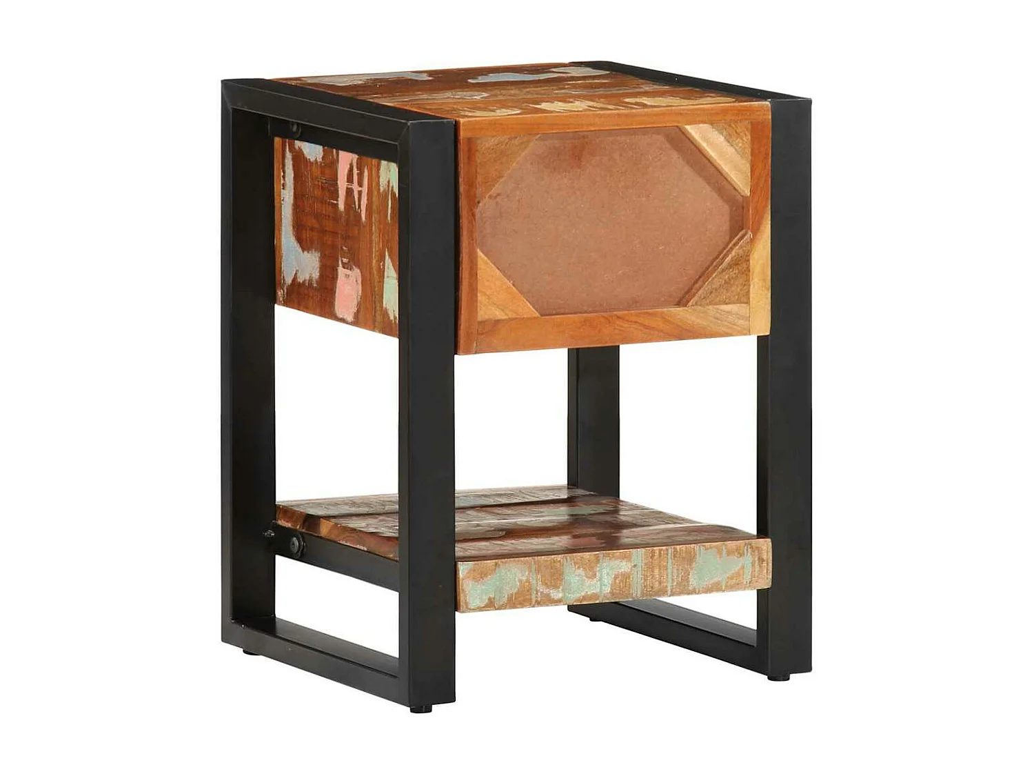 Tables de chevet 2 pièces multicolore bois massif de manguier brut