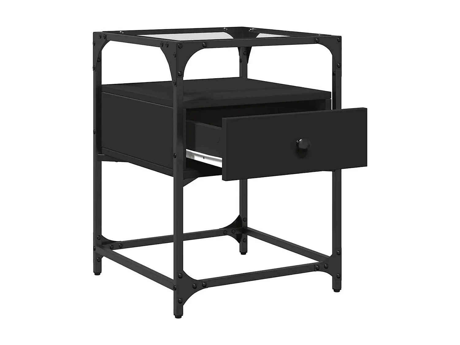 Table de chevet noir 40x40x55 cm bois d'ingénierie