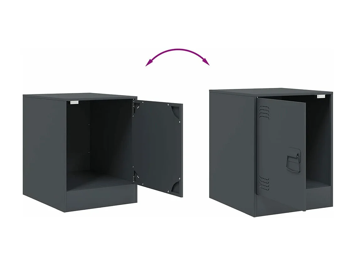 Table de chevet anthracite 34,5x39x44 cm acier