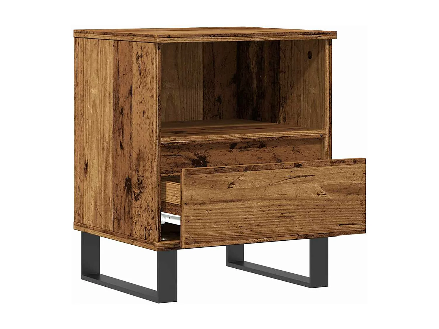 Nachtkastje 40x35x50 cm bewerkt hout oud houtkleurig