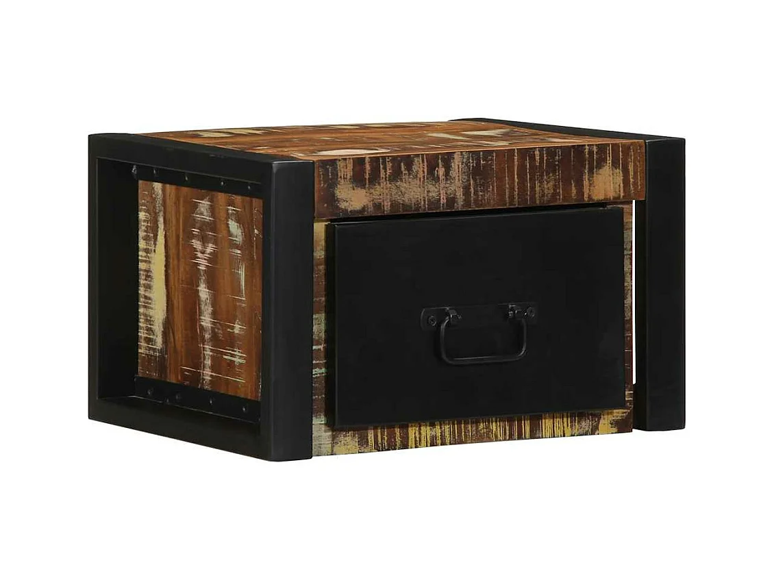 Table de chevet multicolore 40x35x25 cm bois de récupération