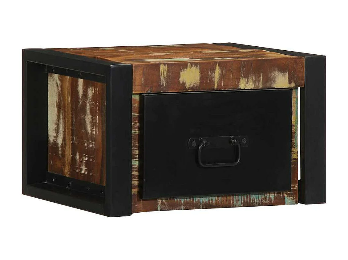 Mesa de cabeceira multicor 40x35x25cm madeira maciça recuperada