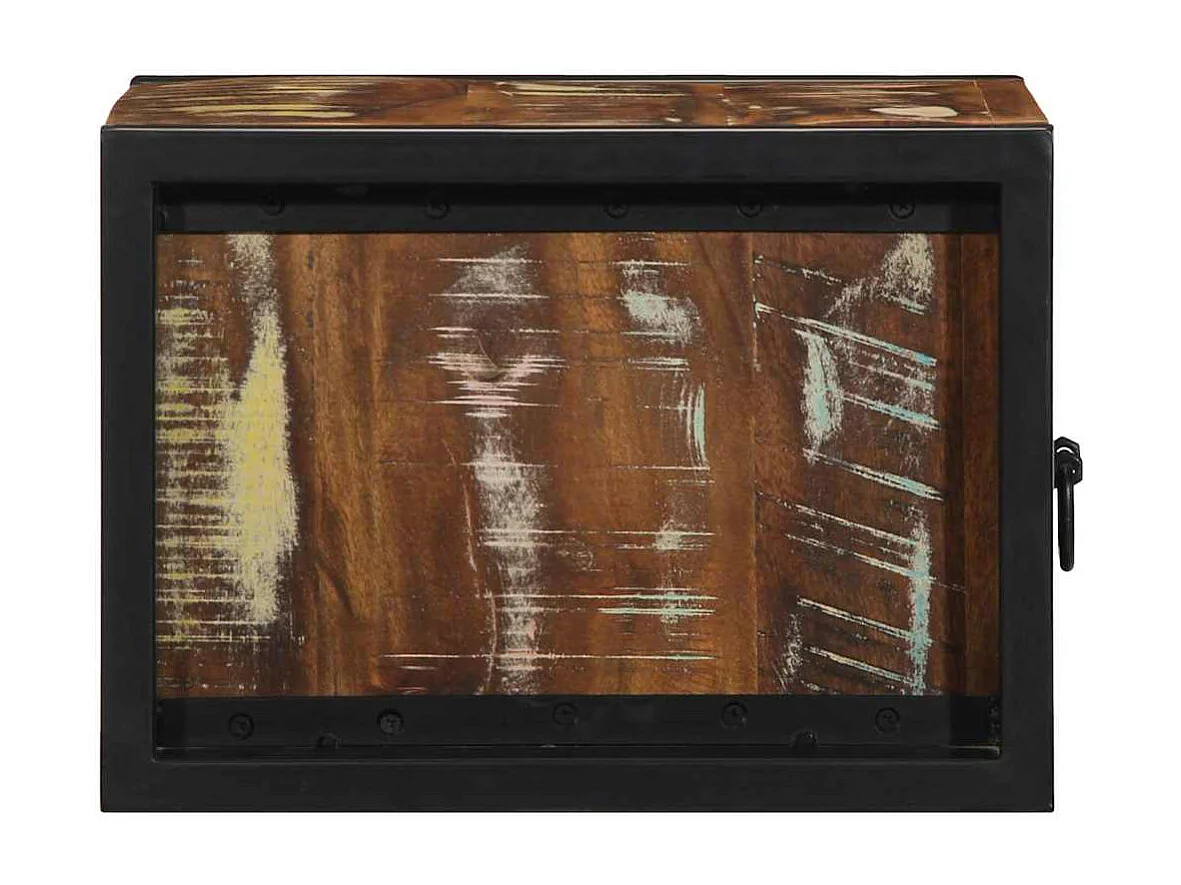 Mesa de cabeceira multicor 40x35x25cm madeira maciça recuperada