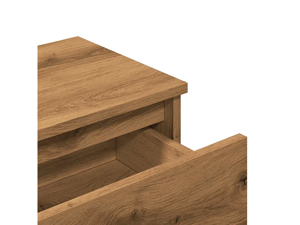 Nachtkastje 40x30x39 cm bewerkt hout artisanaal eikenkleur