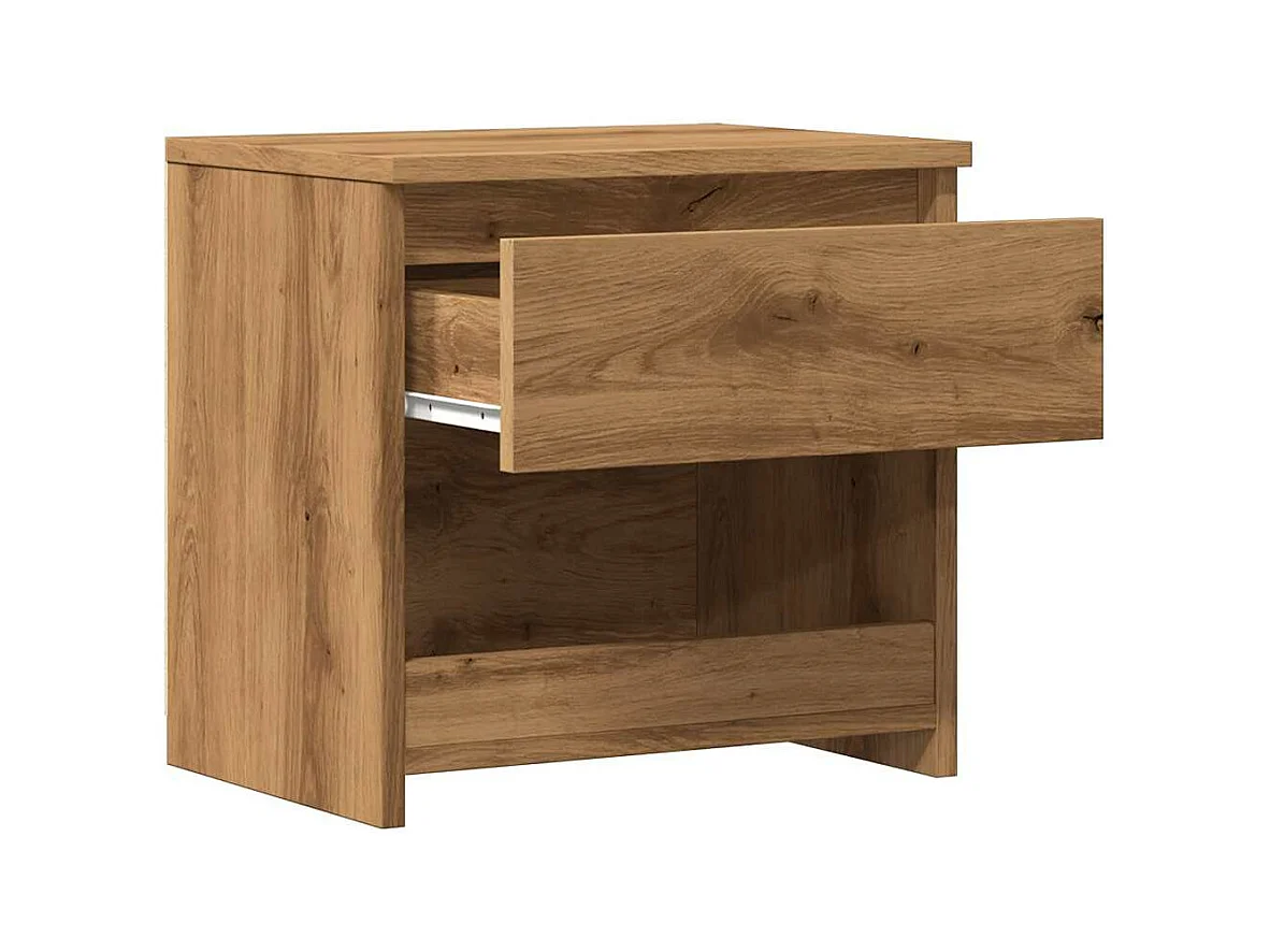 Table de chevet chêne artisanal 40x30x39 cm bois d'ingénierie