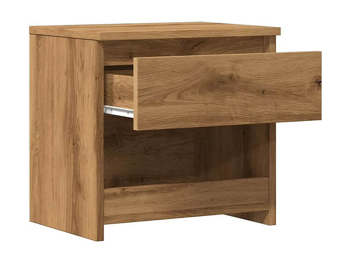 Table de chevet chêne artisanal 40x30x39 cm bois d'ingénierie