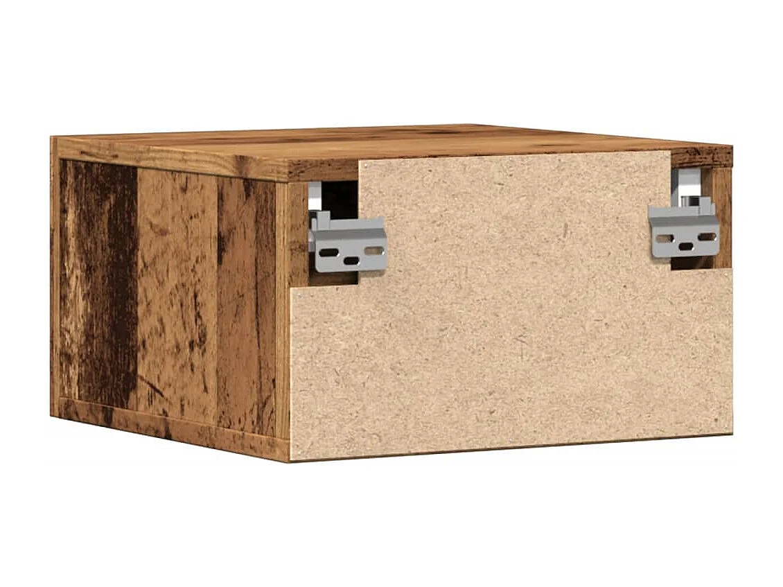 Tables de chevet murales 2 pièces vieux bois 35x35x20 cm