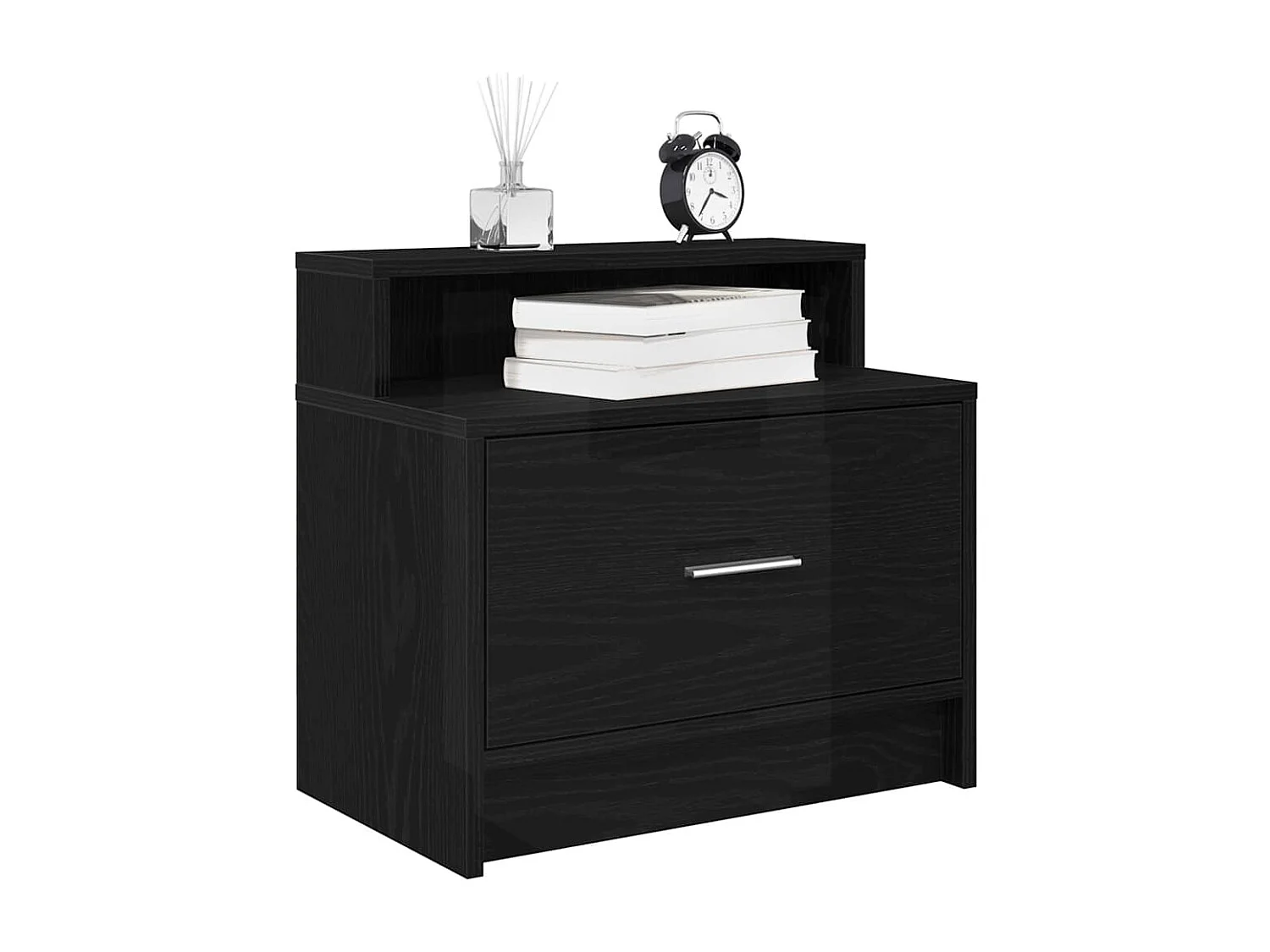 Nachtkastje met lade 51x31x47 cm zwart eikenkleurig