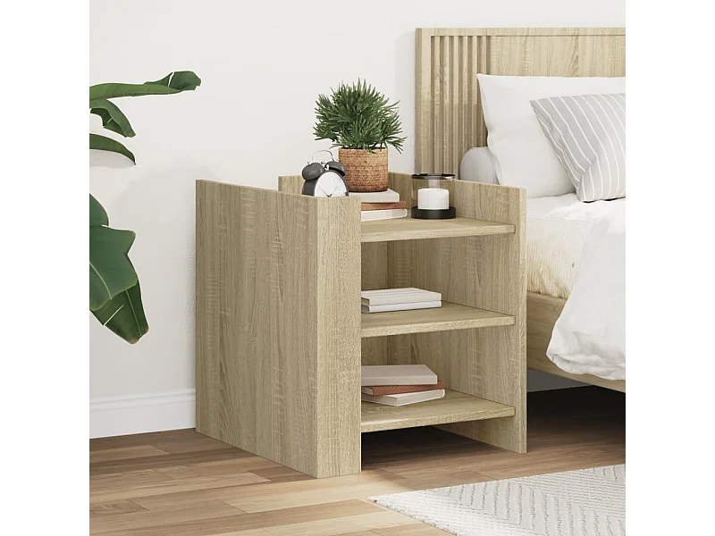 Mesita de noche madera de ingeniería roble Sonoma 45x50x50 cm