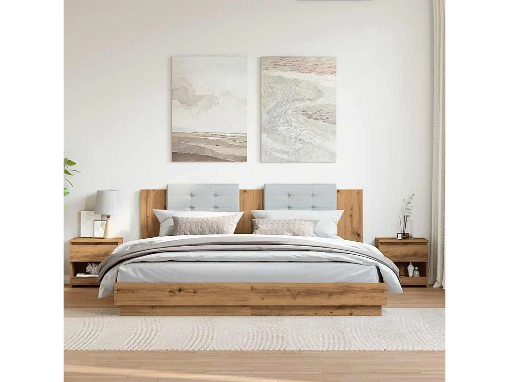 Mesitas noche 2 unidades madera ingeniería roble artisian 40x30x39cm