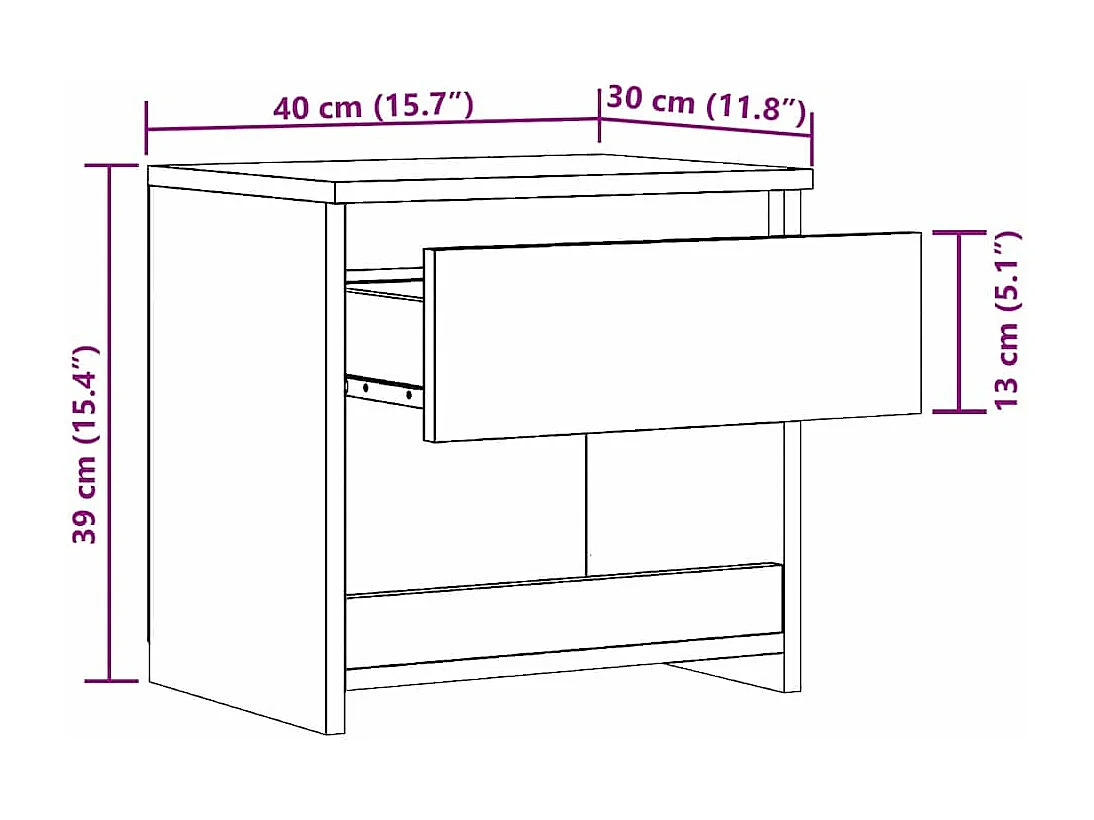 Mesitas noche 2 unidades madera ingeniería roble artisian 40x30x39cm